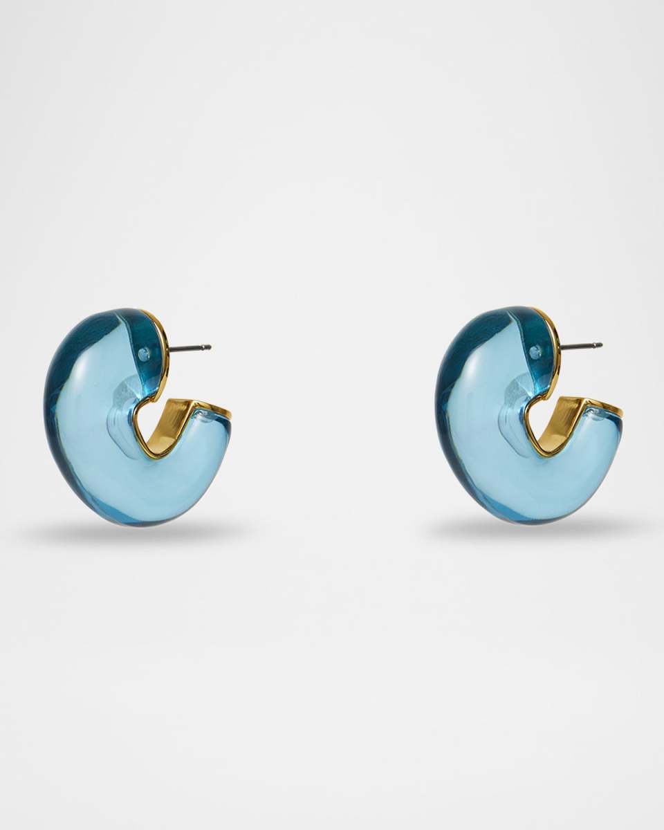 Birthstone Chunky Hoop Earrings, Blue Topaz